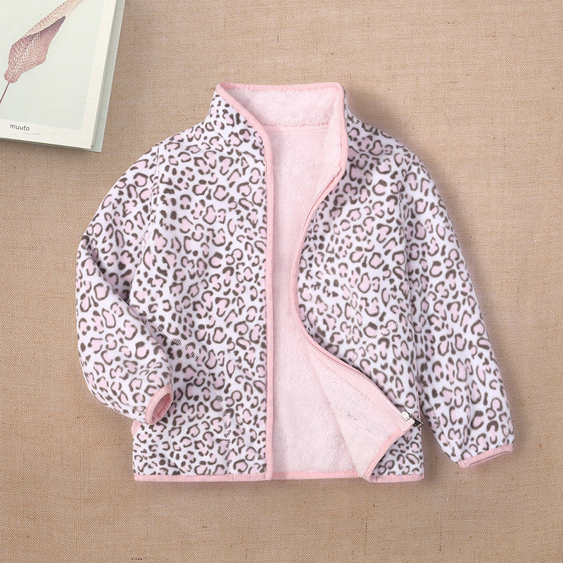 Girls autumn and winter fleece jacket for middle and older students