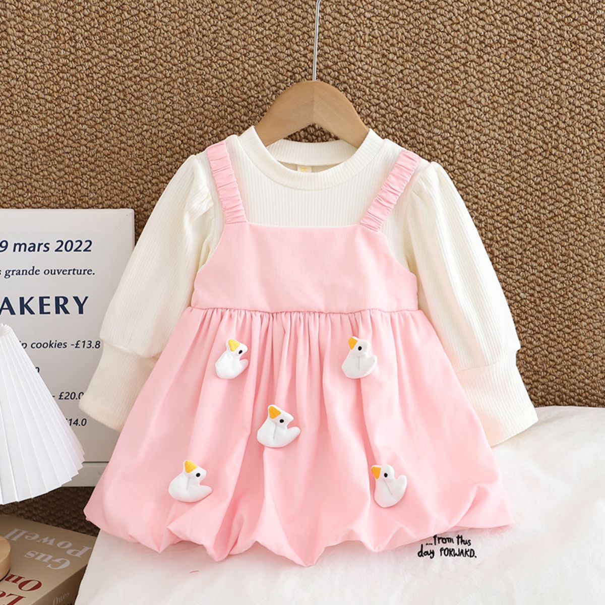 Girls dress cute duck spring and autumn new style children autumn baby girl long sleeve autumn dress princess dress