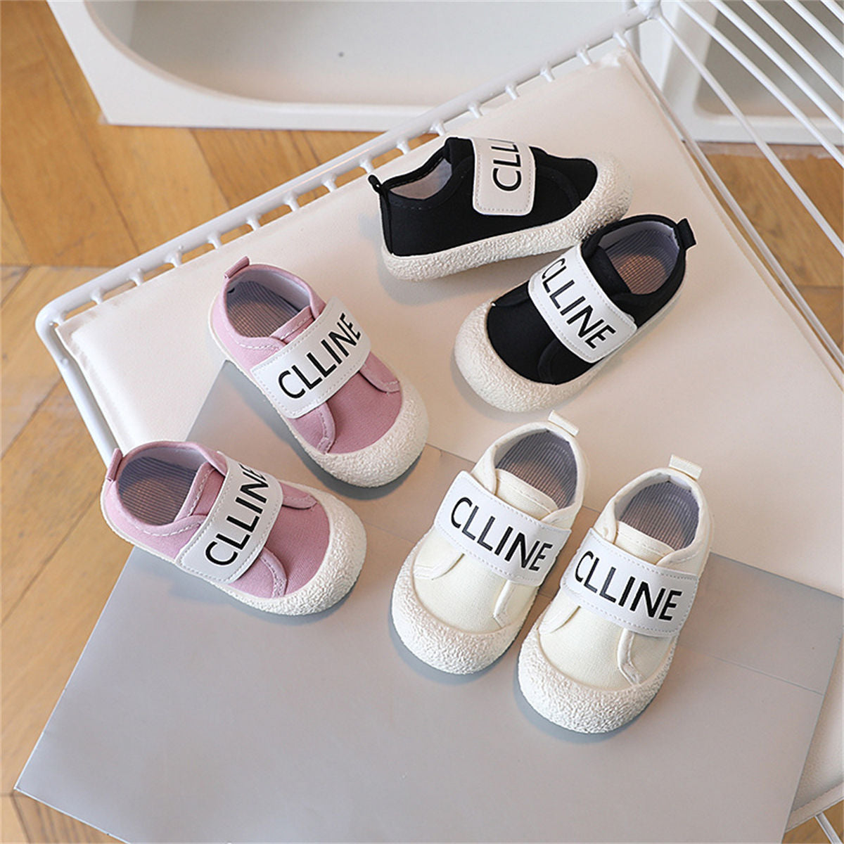 Autumn solid color letter style low-top canvas shoes for boys and girls