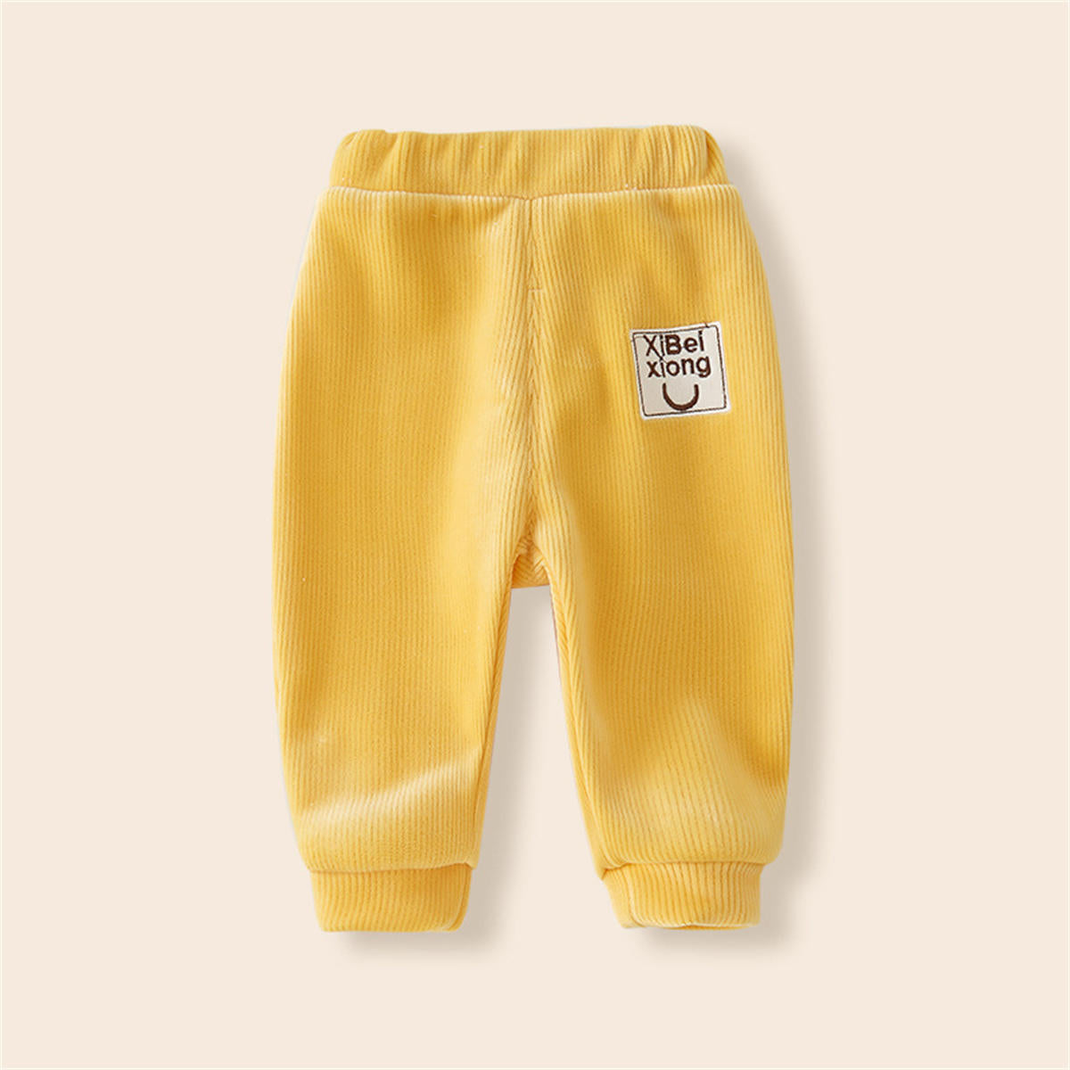 Baby Autumn and Winter Padded Warm Sweatpants Drawstring Legs