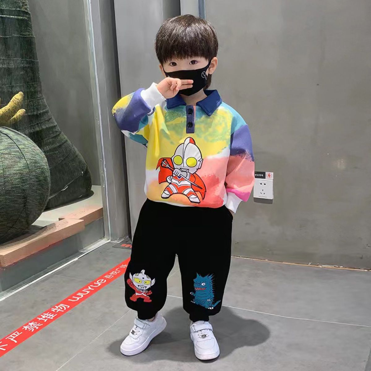 Ultraman Boys Spring Suit New Fashion Children's Spring and Autumn POLO Shirt Casual Sweater Two-piece Suit