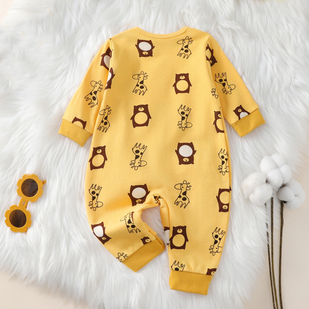 Baby spring and autumn cartoon romper long sleeve long pants newborn baby romper