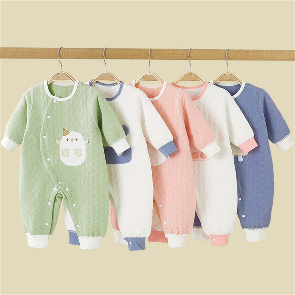 Baby spring and autumn pure cotton warm quilted crawling clothes