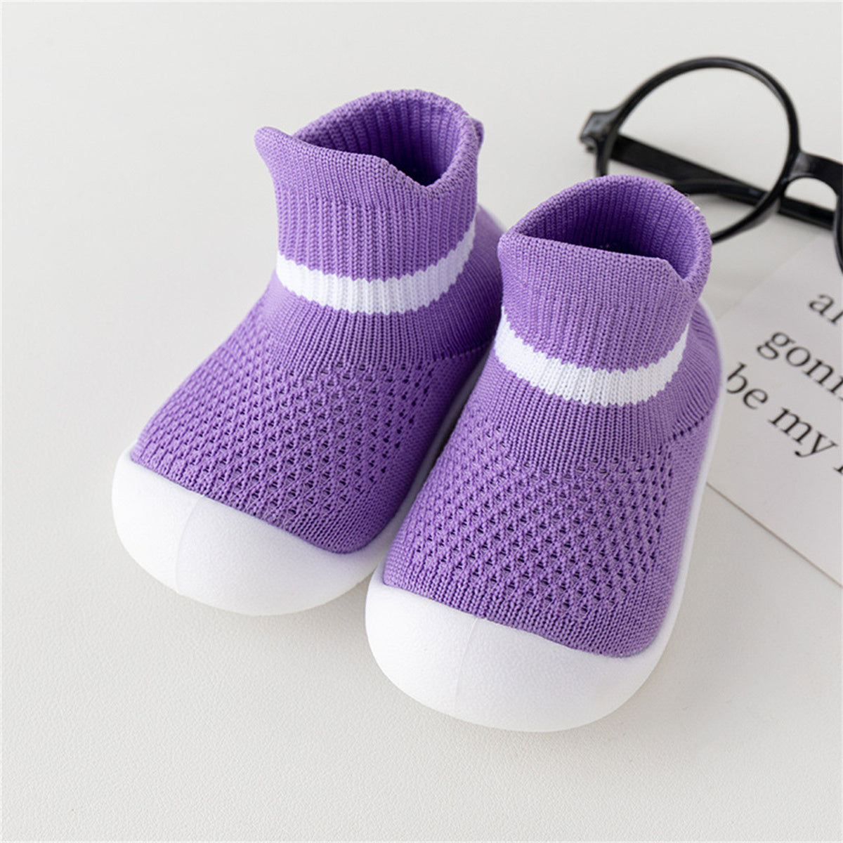 Children's spring and autumn solid color knitted simple breathable non-slip toddler shoes for boys and girls