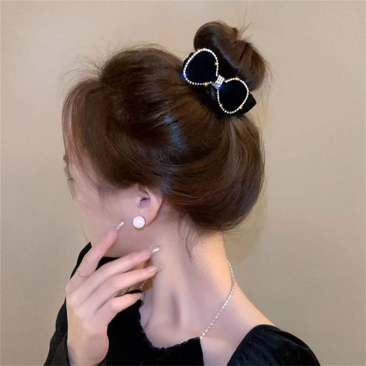 Women's velvet hair tie elegant and exquisite bow diamond hair tie