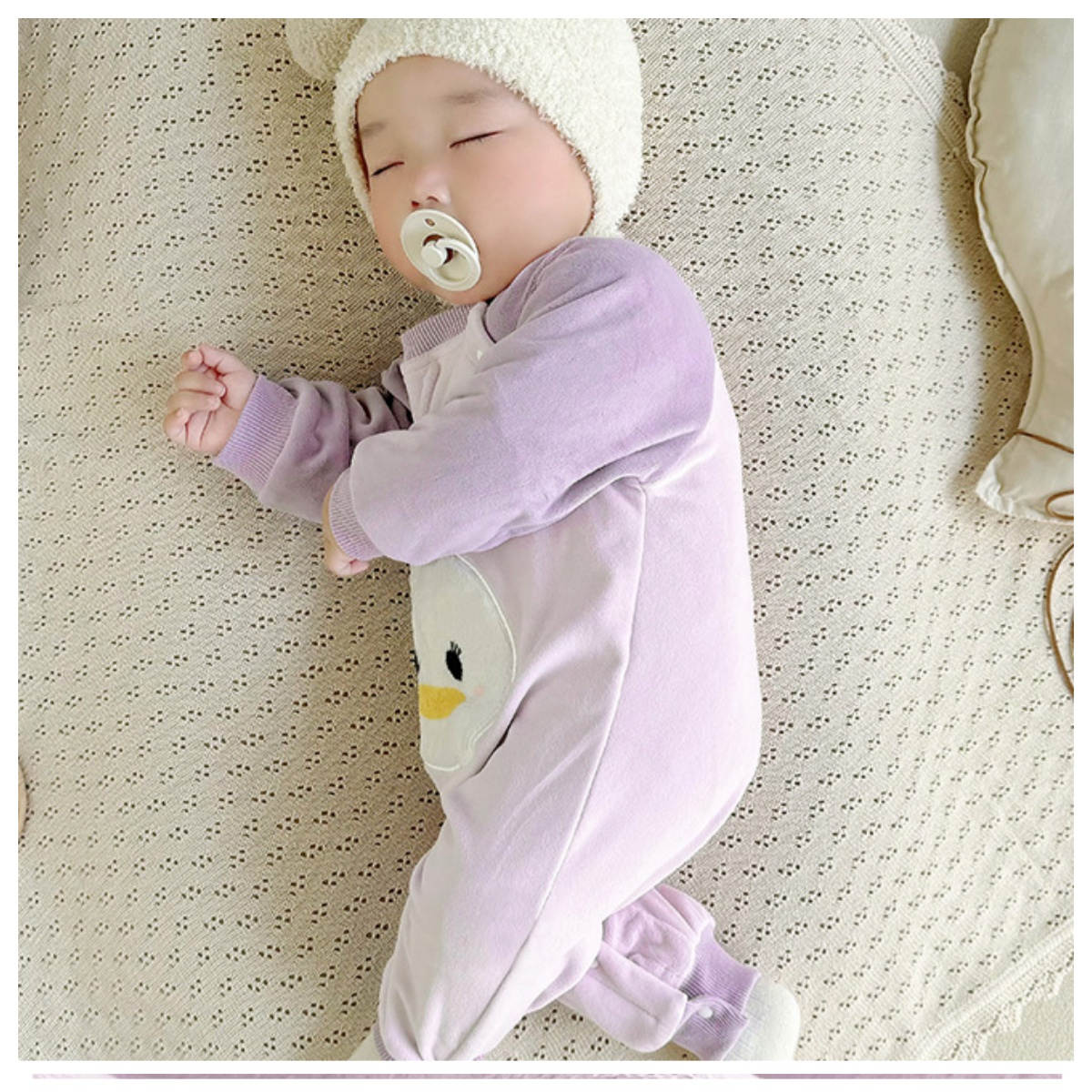 Newborn Autumn and Winter Cartoon Mickey Long Sleeve Australian Plush Romper