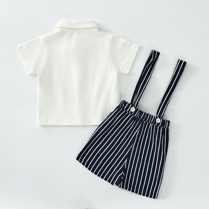 Gentleman tuxedo suspenders suit