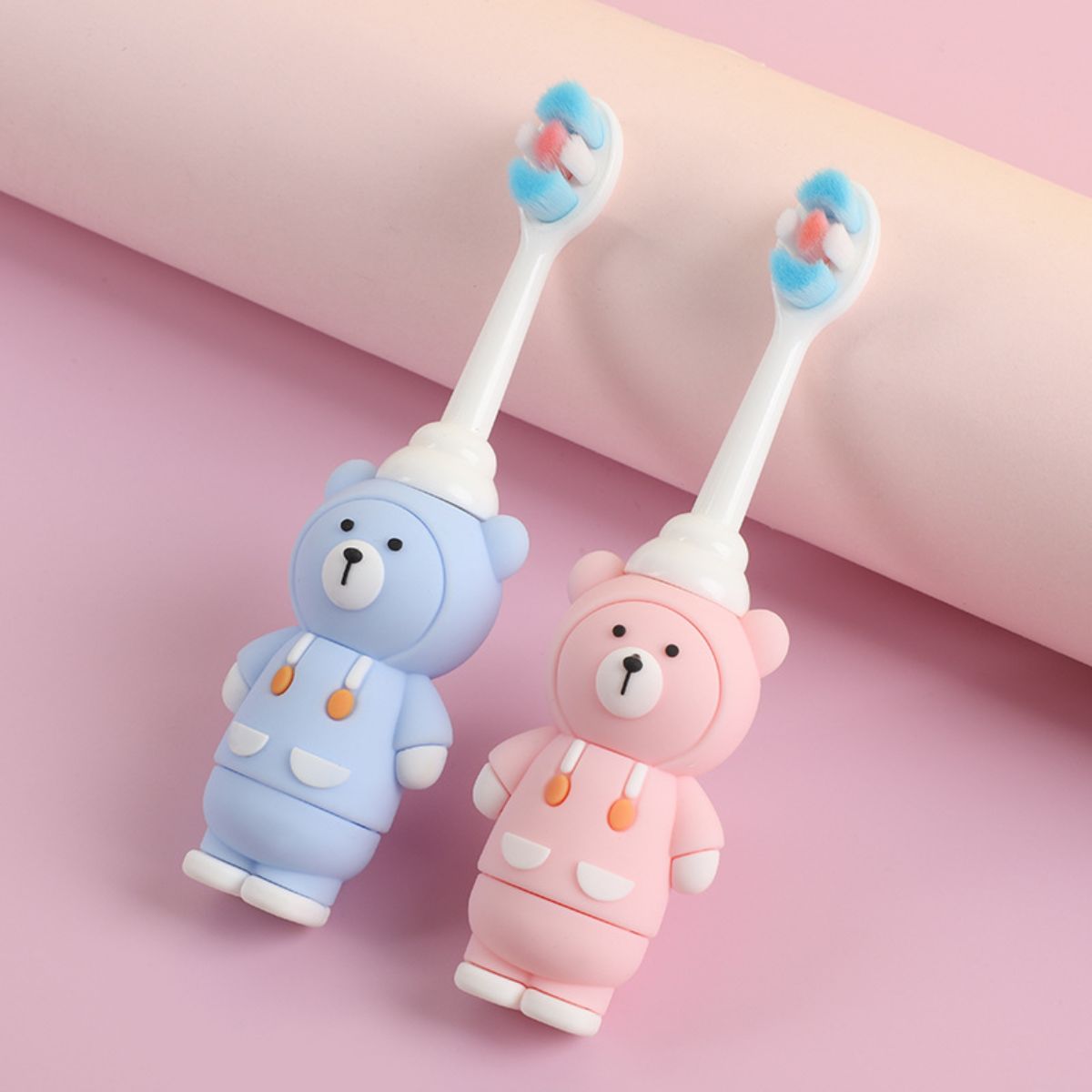 Children's toothbrush bear oral cleaning tooth protection split flower head toothbrush