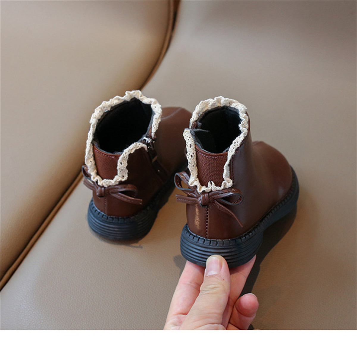 Sweet and stylish lace solid color ladies style short boots for little girls