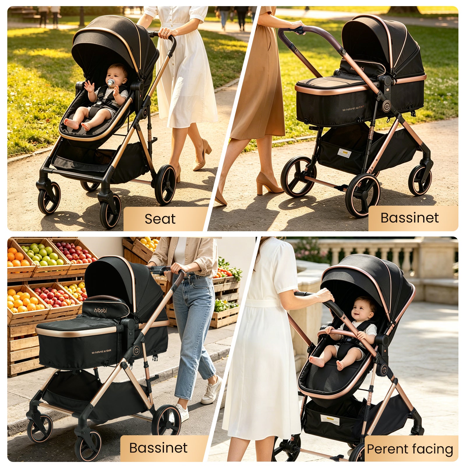 Hibobi Aurora Luxury 2-in-1 Reversible Baby Pram Stroller