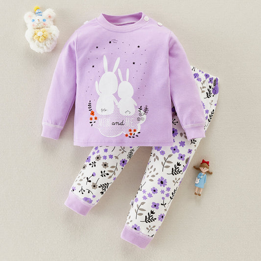 Toddler Girl Cat Pattern T-shirt & Trousers Pajamas