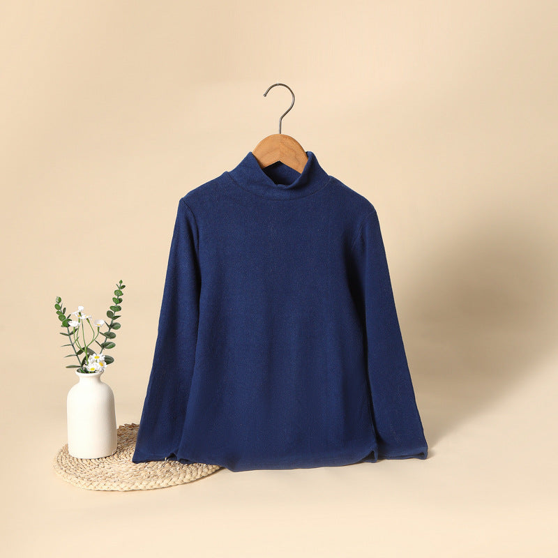 Children's simple cashmere solid color inner long-sleeved T-shirt top