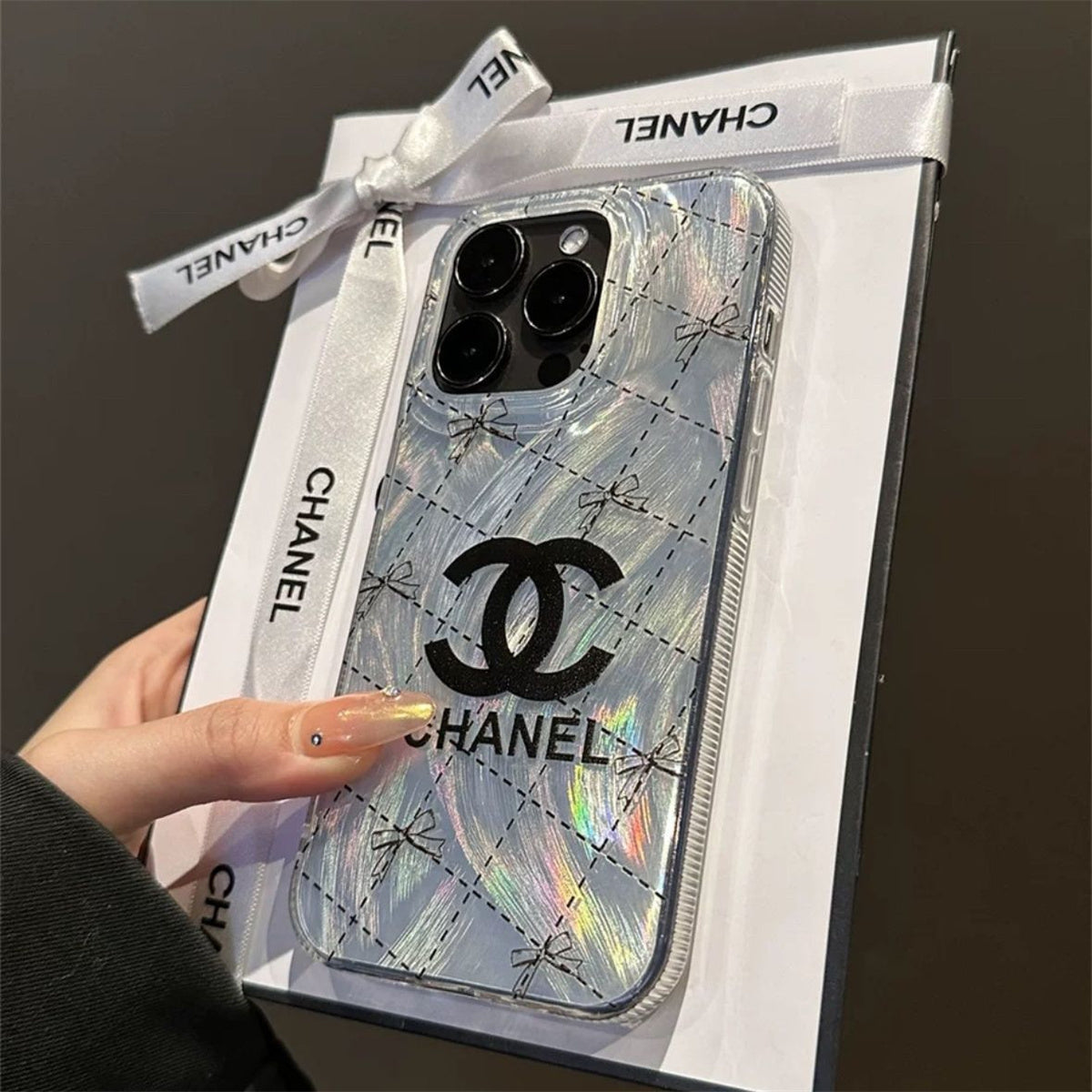 Apple light luxury feather yarn small Chanel style Apple mobile phone case