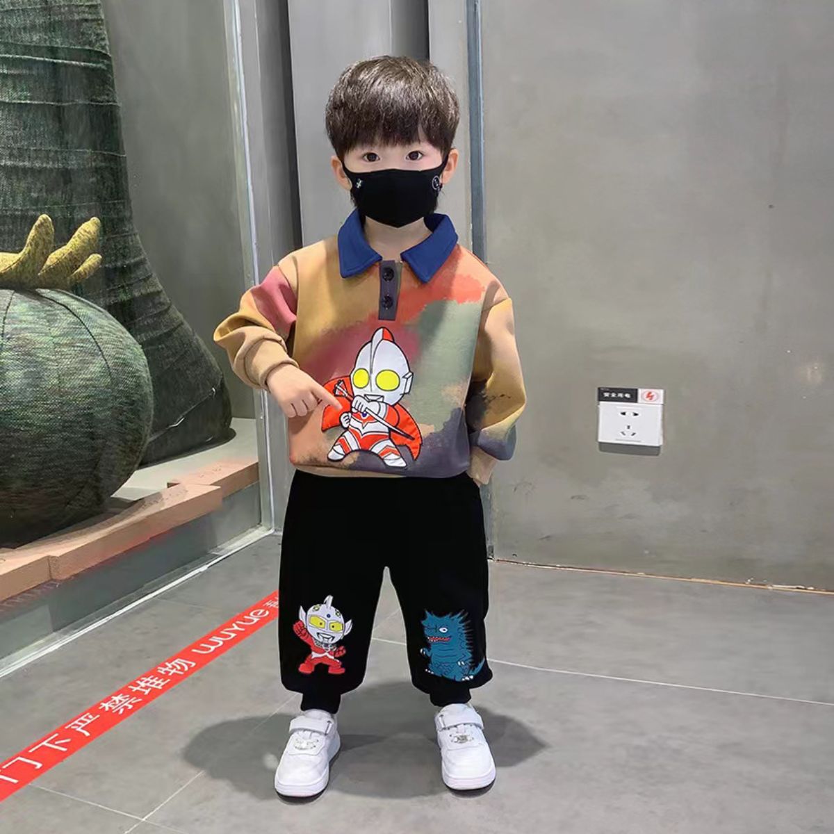 Ultraman Boys Spring Suit New Fashion Children's Spring and Autumn POLO Shirt Casual Sweater Two-piece Suit