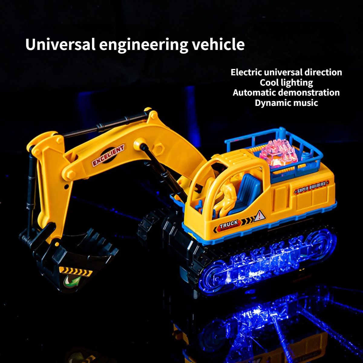 Electric sound and light engineering excavator toy