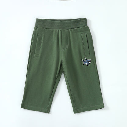 Shark embroidered cropped trousers