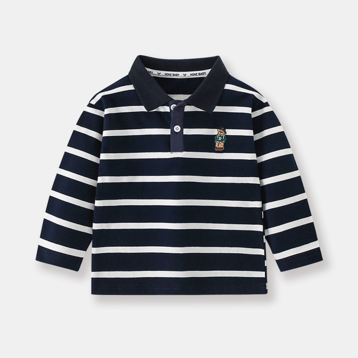 Children's clothing children's long-sleeved T-shirt boys striped lapel polo shirt baby casual long-sleeved T-shirt