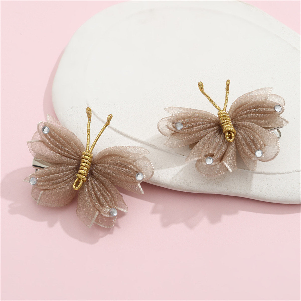 Children's 2-pack hand-woven mesh butterfly hairpins