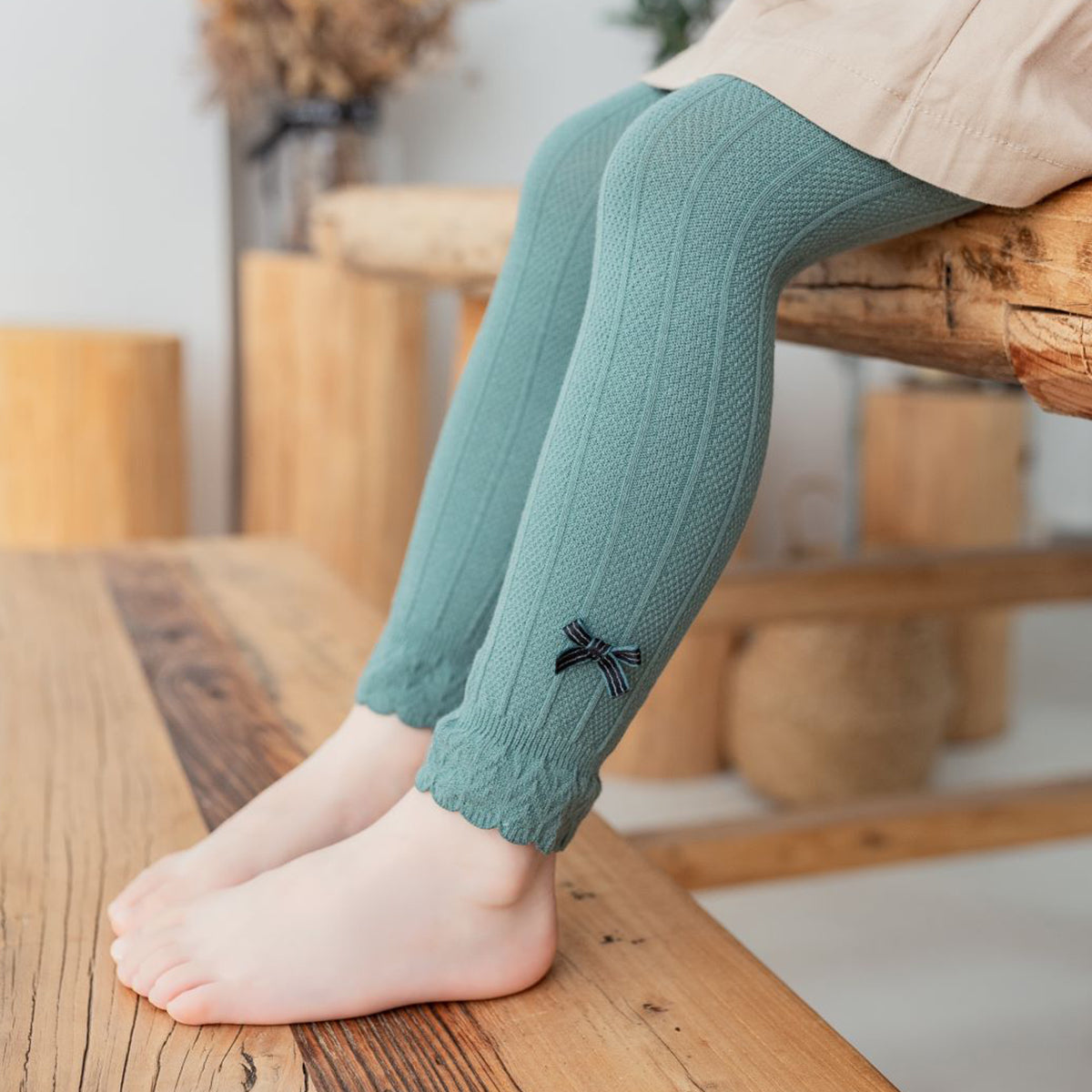 Children's single bow nine-point leggings