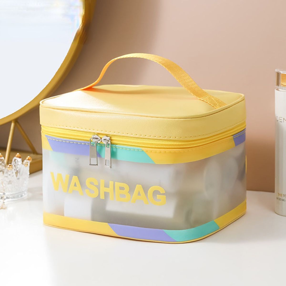 Large capacity waterproof toiletry bag cosmetic storage bag portable hand-held square bag