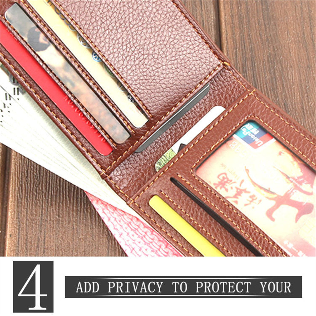 Men's Retro Fashion Zipper Short Multifunctional Card Holder Wallet