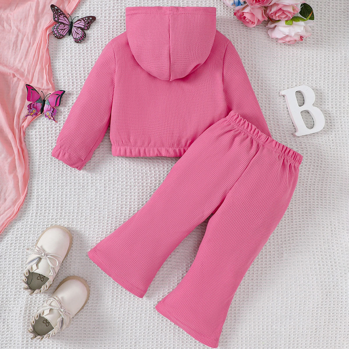 Baby girl pink zipper hooded suit