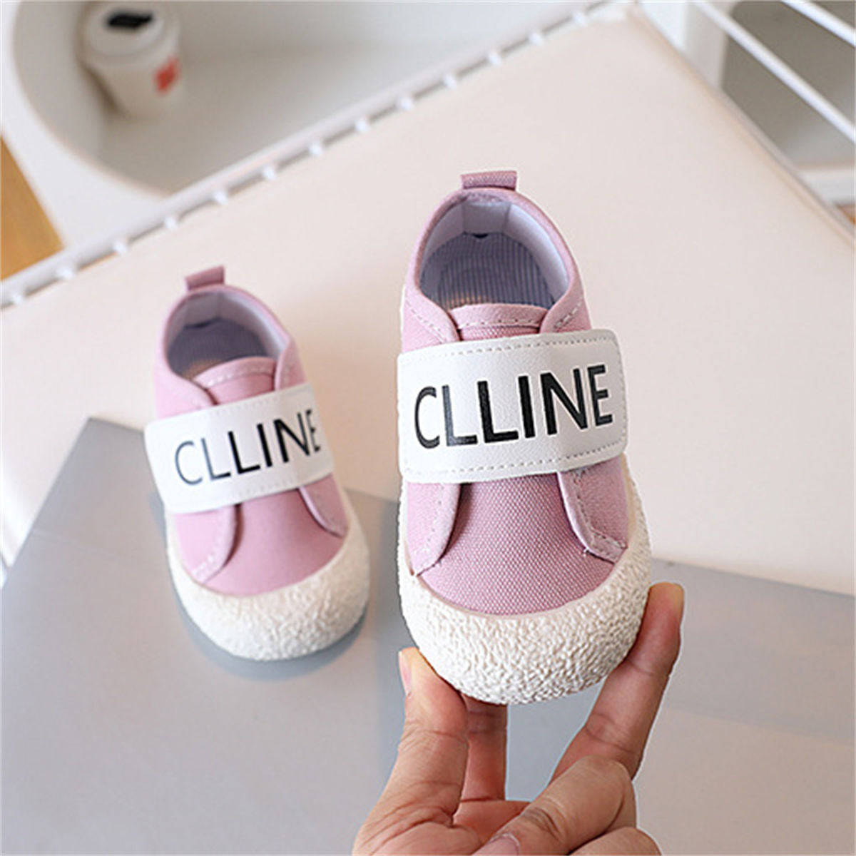 Autumn solid color letter style low-top canvas shoes for boys and girls