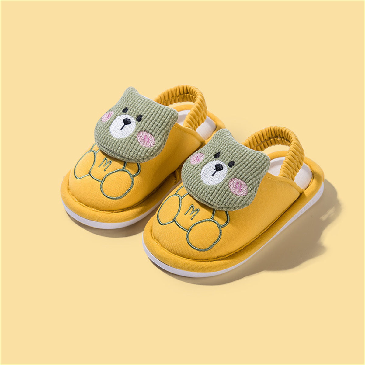 Children's boys and girls spring and autumn cute bear soft sole home warm cotton slippers