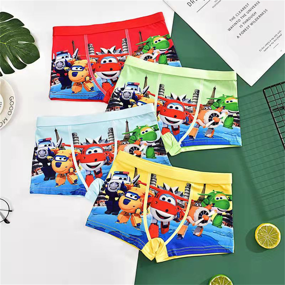 4-pack boy's cartoon boxer briefs set