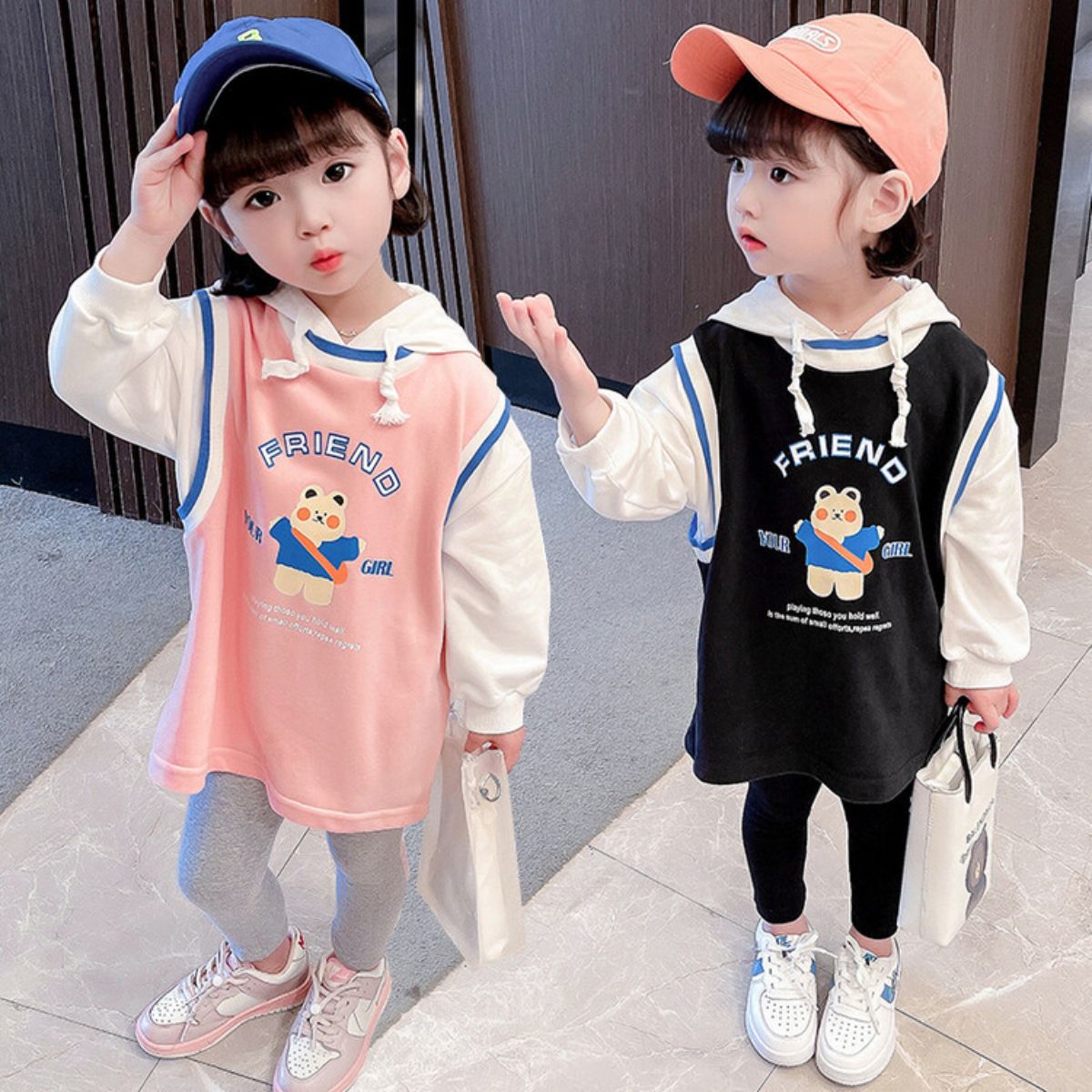 Autumn new style girls sweatshirt skirt two piece set