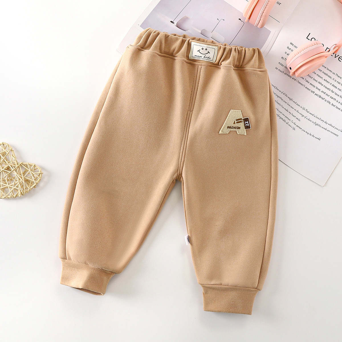 Children&#39;s sports pants, fleece pants with cuffs