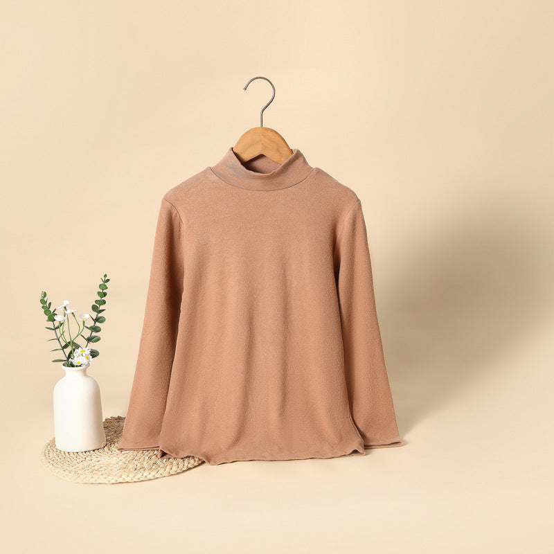 Children's simple cashmere solid color inner long-sleeved T-shirt top