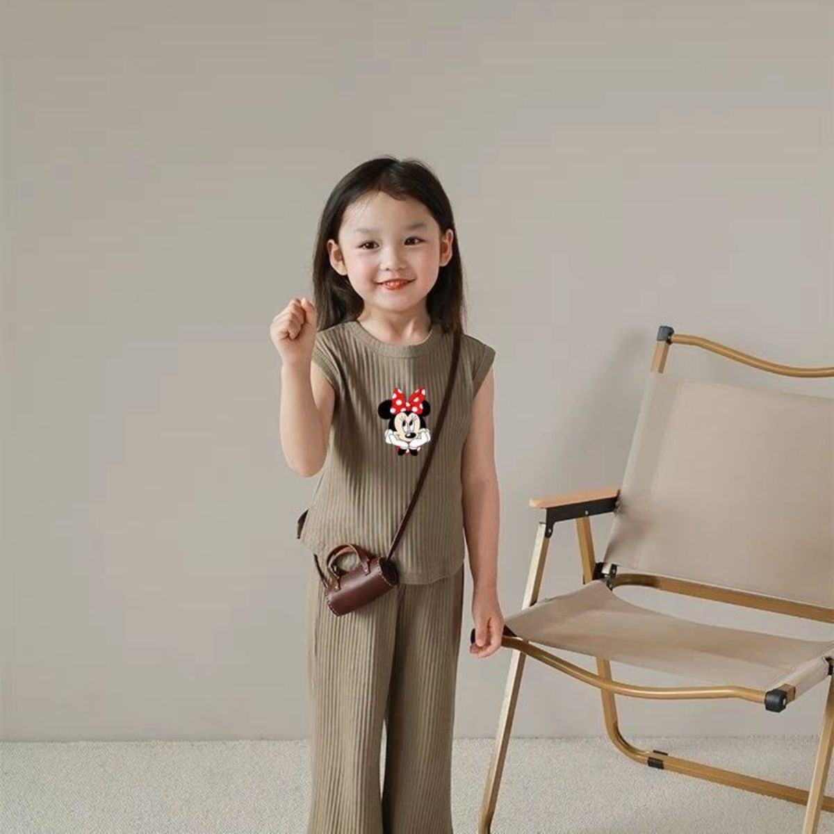 Girls summer new thin ice silk sleeveless vest top baby girl mosquito repellent trousers suit two-piece suit