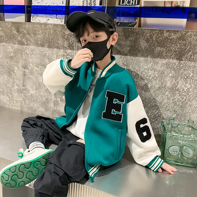 Boys' long sleeve baseball jacket, stylish and versatile