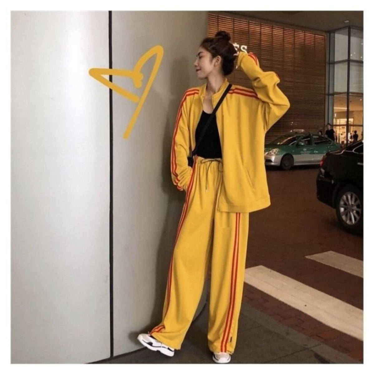 Loose and slim sports suit for women two piece running suit