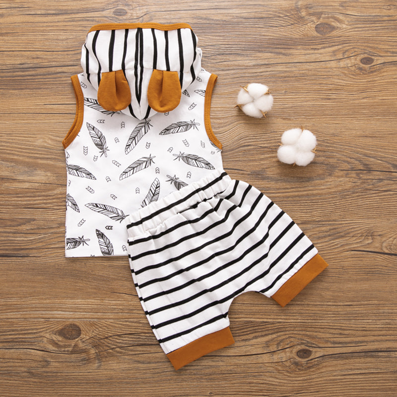 New Kidswear Summer Stripe Printed Set