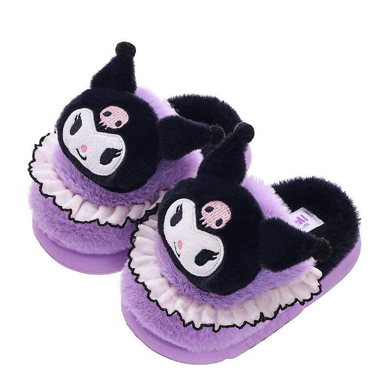 Sanrio cartoon warm home cute cotton slippers for middle and large children and girls