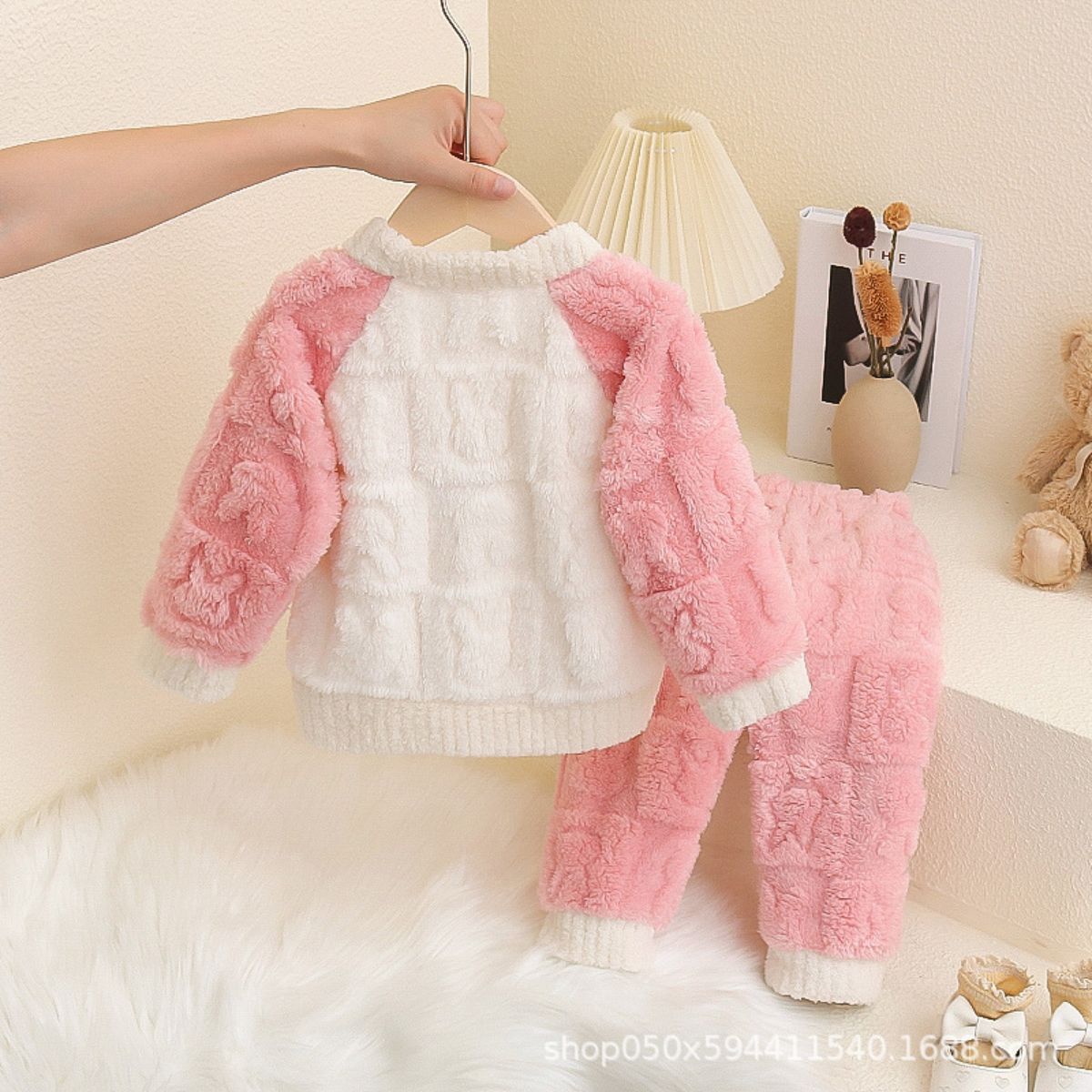 Candy Color Girls Winter Pajamas Flannel Set