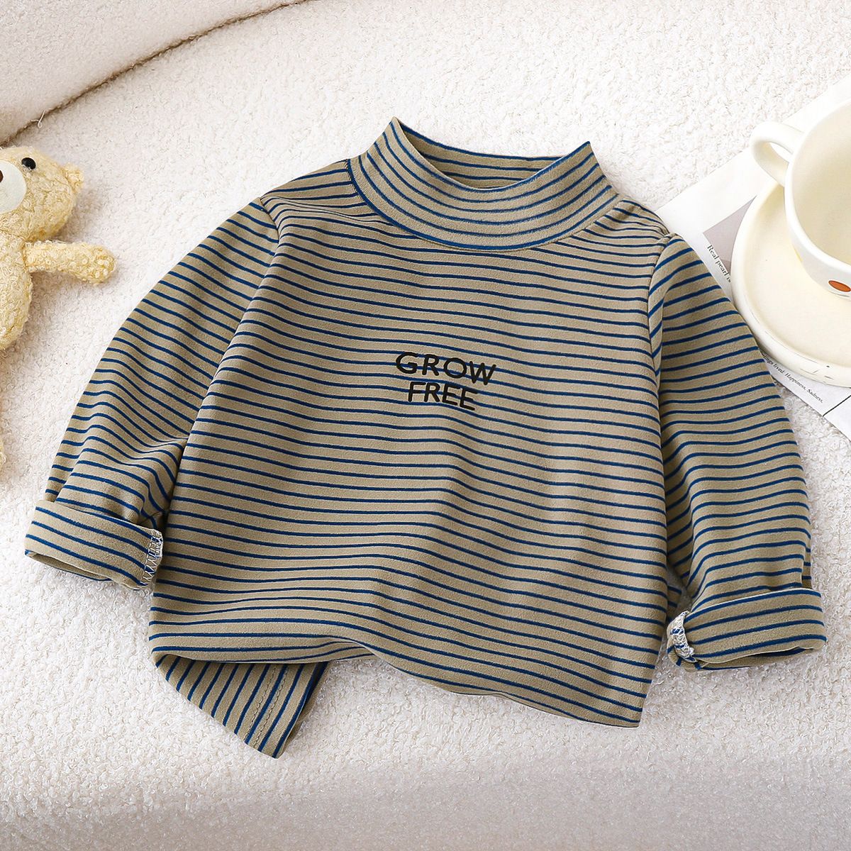 Children's bottoming shirt autumn new baby velvet t-shirt high collar winter boy long sleeve warm girl children's clothing