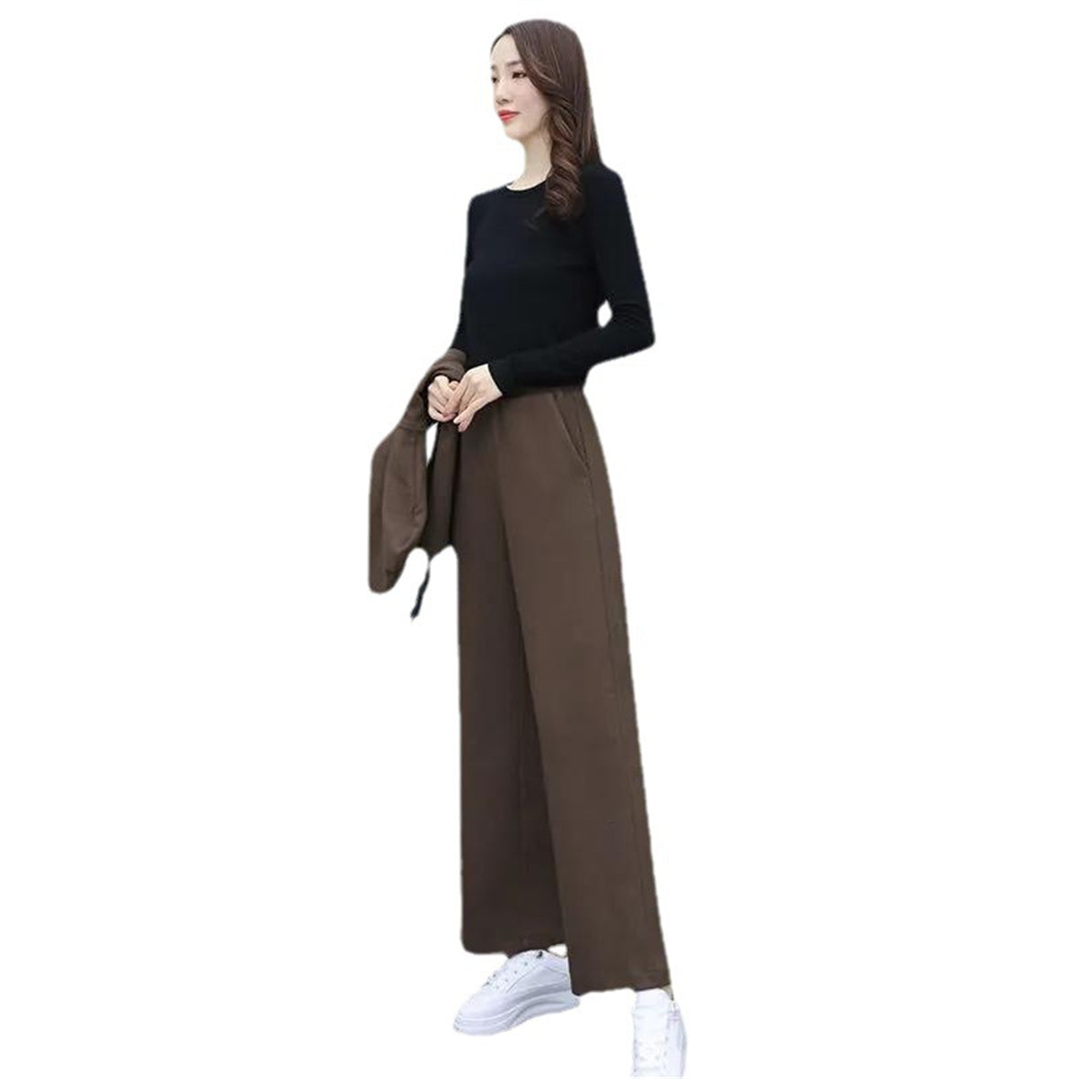 Women's slim wide-leg pants bottoming shirt casual three-piece suit