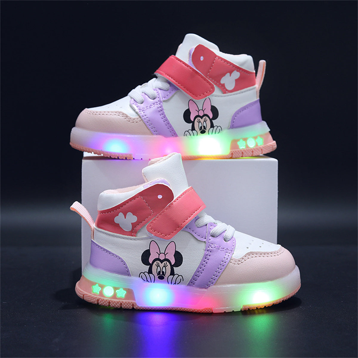 Children's Mickey and Minnie cartoon pattern luminous sneakers