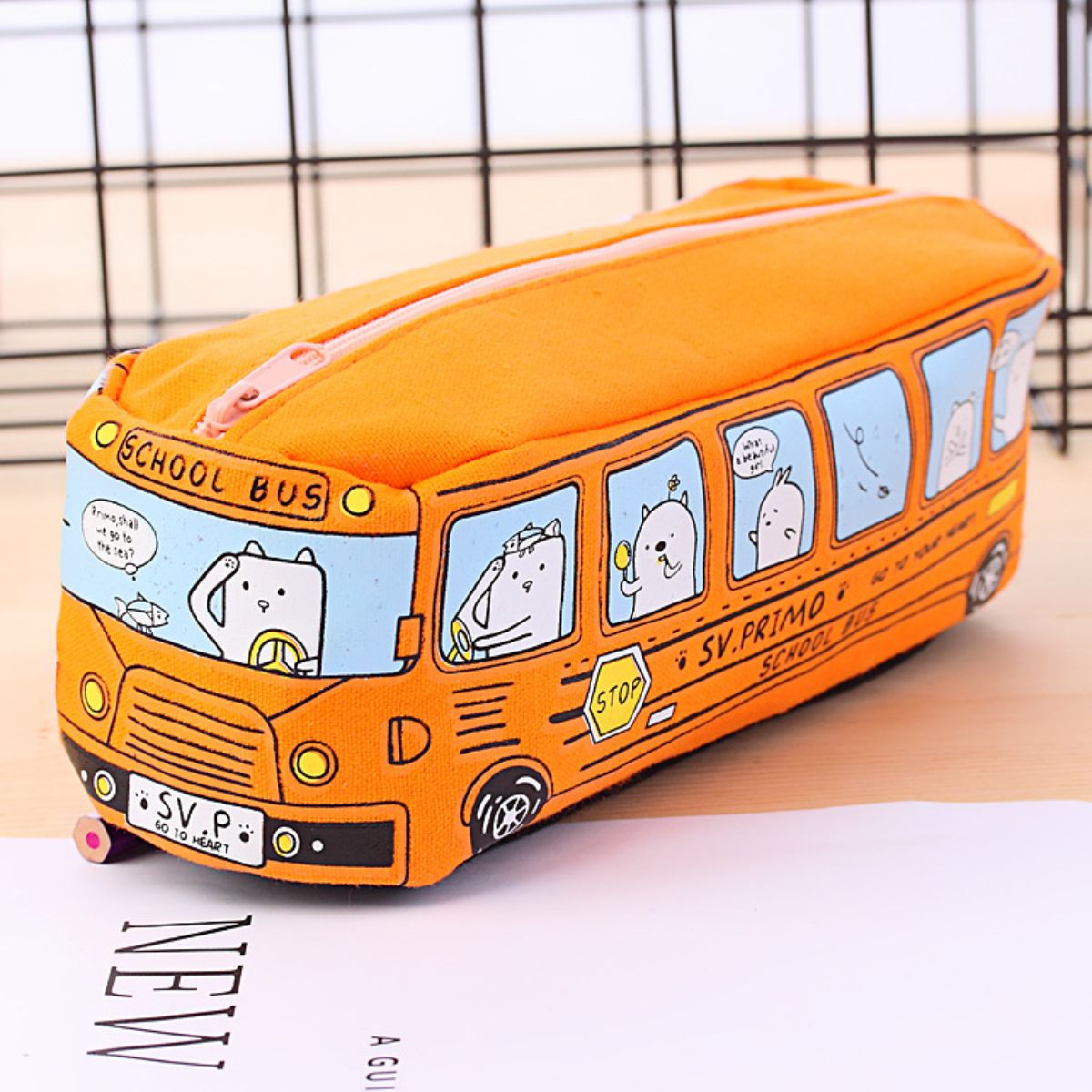 Cartoon Large Capacity Bus Pencil Case Car Pencil Case