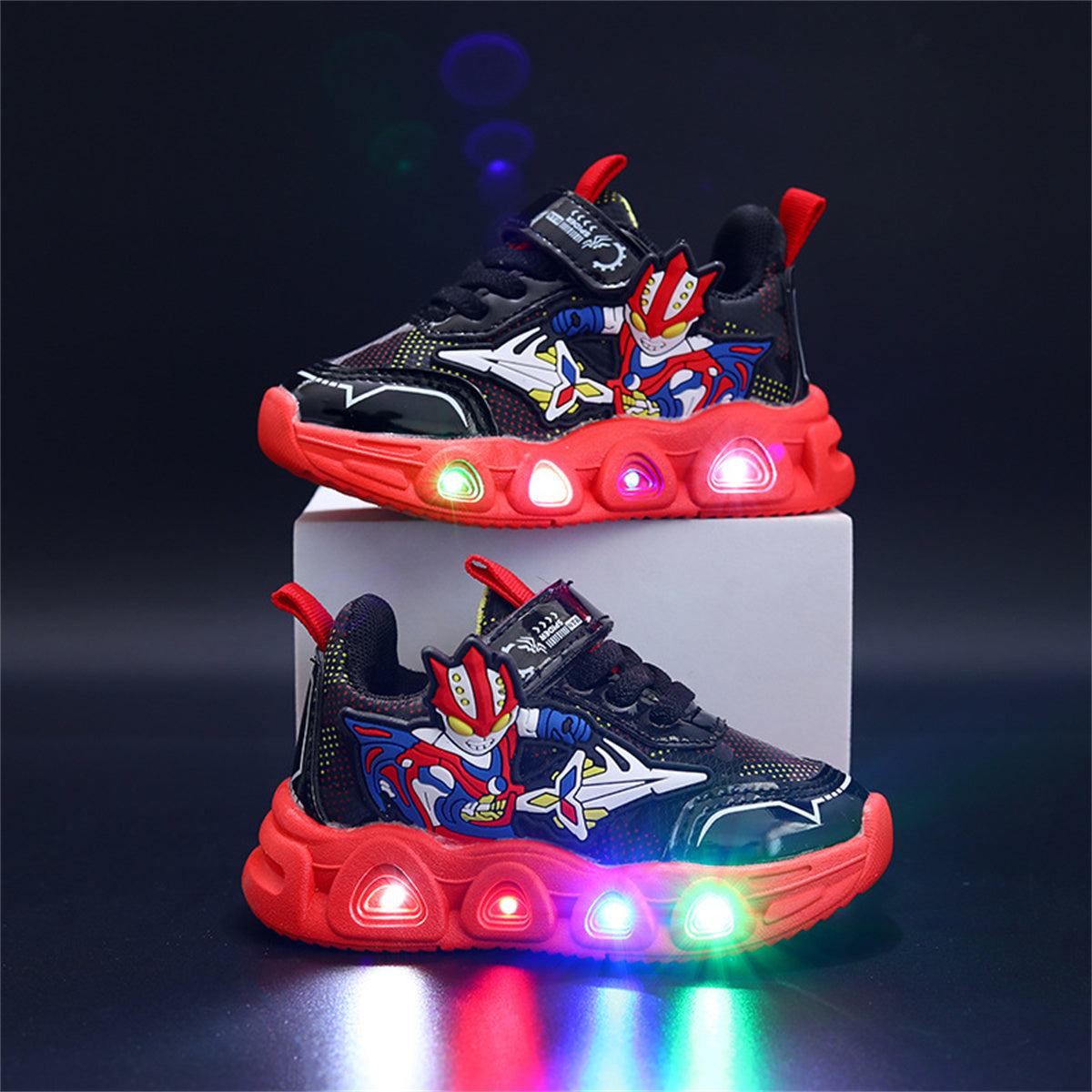 Children's leather Spider-Man LED light-up sneakers