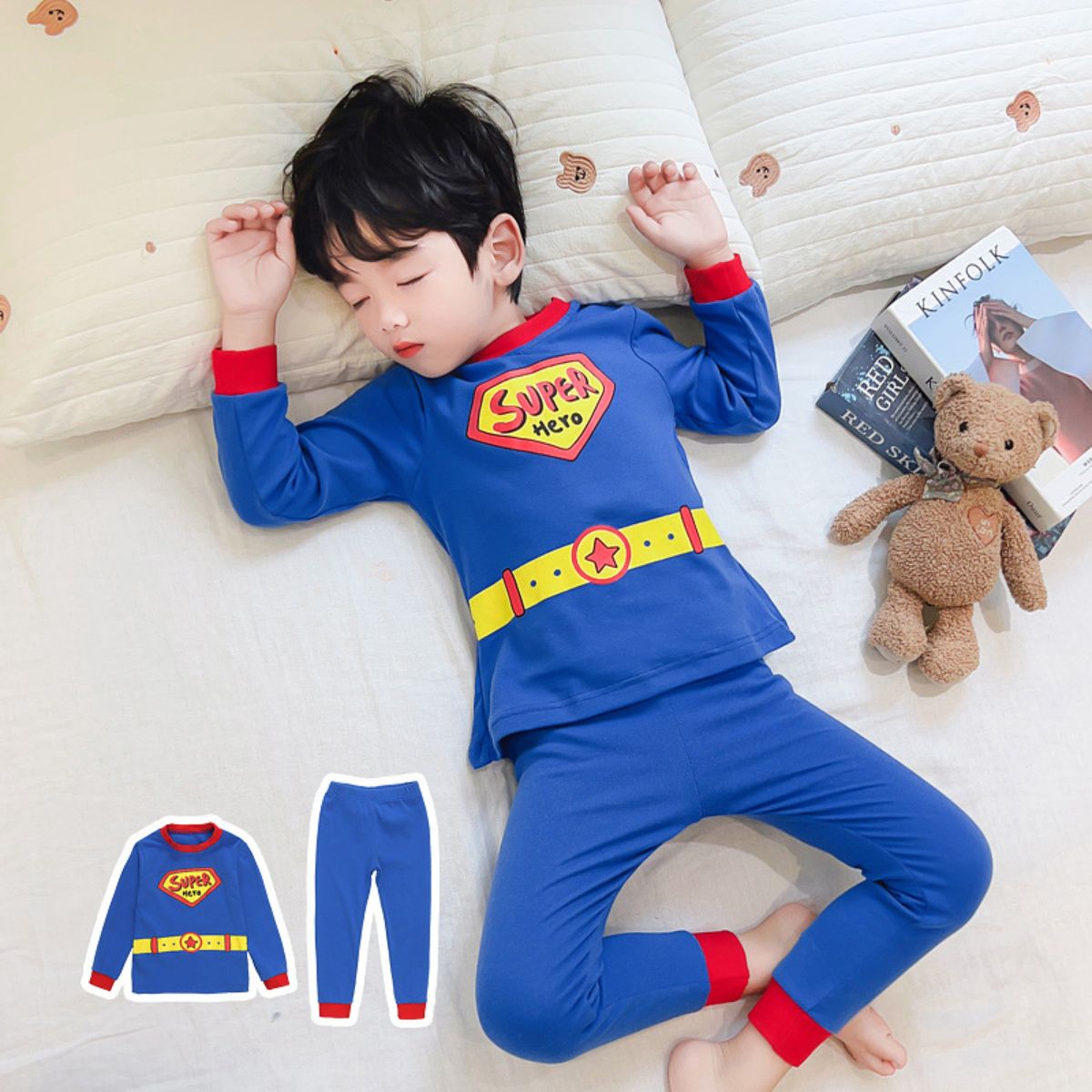 New autumn and winter boys comfortable home pajamas stylish handsome Spider-Man cartoon home clothes suit two-piece set