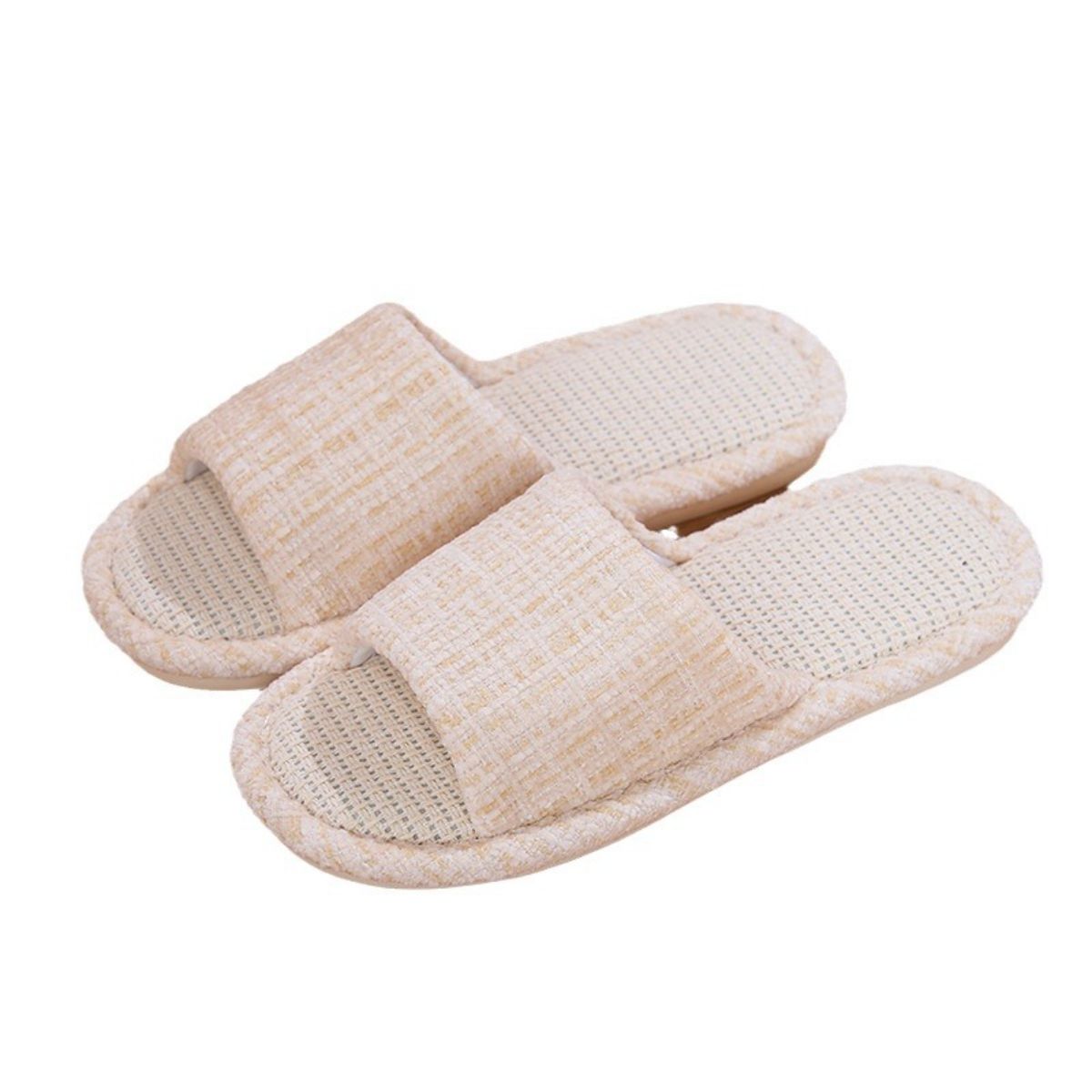 Slippers for women, small fragrance style, home slippers for couples, household, four seasons, guests, leaking toes, silent floor slippers