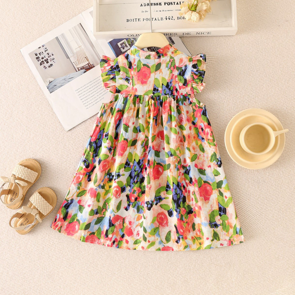 Toddler Girl Allover Floral Printed Sleeveless Dress