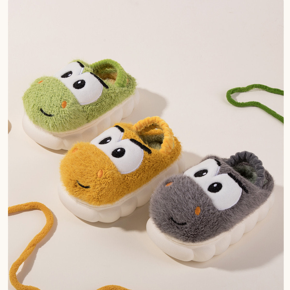 Little boy's cute big eyes doll pattern back strap warm cotton slippers