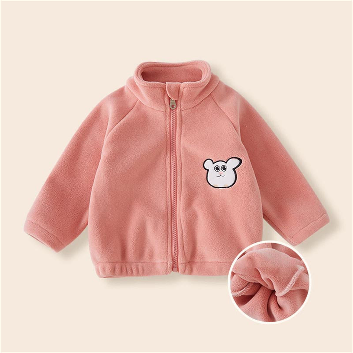 Infant and toddler granular fleece winter high collar thickened coat