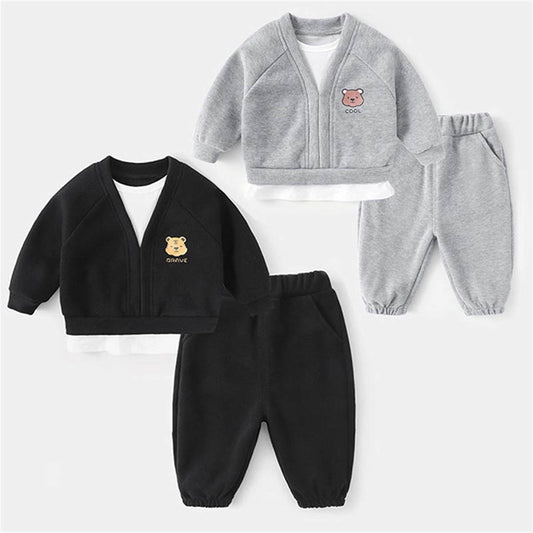 Baby spring and autumn infant sports sweater suit two piece set