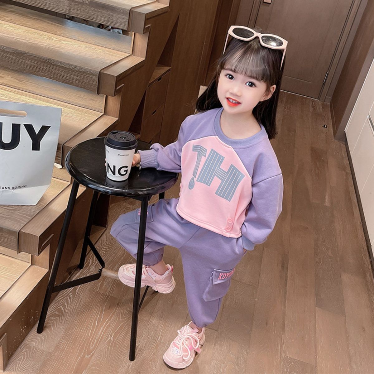 Girls autumn sweater suit new style children's clothing casual spring and autumn little girl two-piece suit